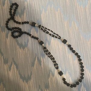 Vintage Onyx Black and Gold bead necklace